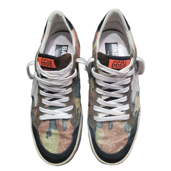 Golden Goose Ball Star Sneakers Womens 39 (9 US) Camo Glitter Made in Italy-Rare - Picture 3 of 7